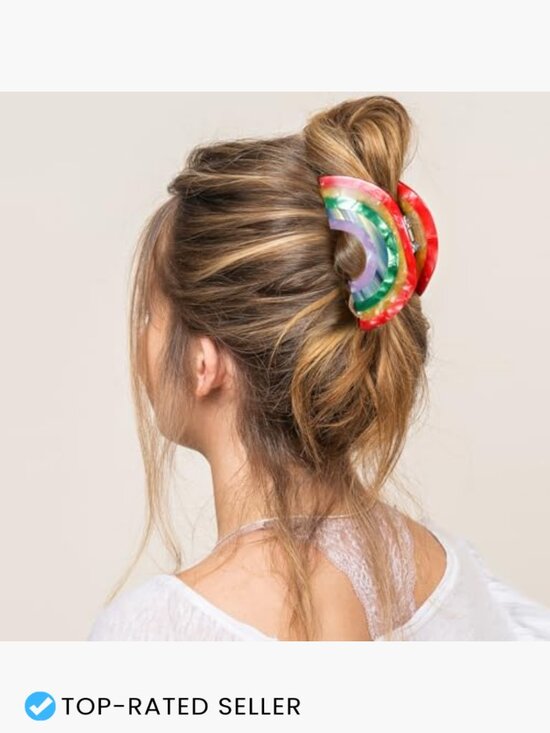 Large Rainbow Hair Claw Clip Non Slip 3.5inch Acrylic Acetate Strong Hold Jaw main image 7